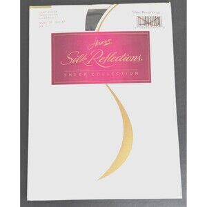 Hanes Silk Reflections Thigh High Jet Black EF Sheer Sandalfoot Pantyhose VTG